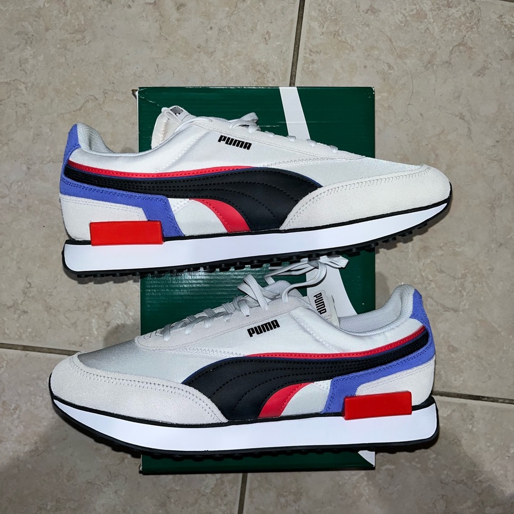 Puma Rider Mens Shoes White Blue Red Size 11.5